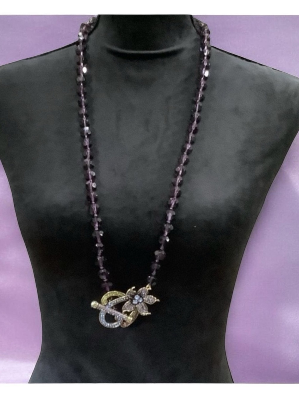 Heidi Daus - Elegant Beaded Necklace With Swarovski Crystals with Floral Pendant